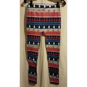 Women's Leggings Size L/XL‎ Snowman Print Holiday  Stretchy